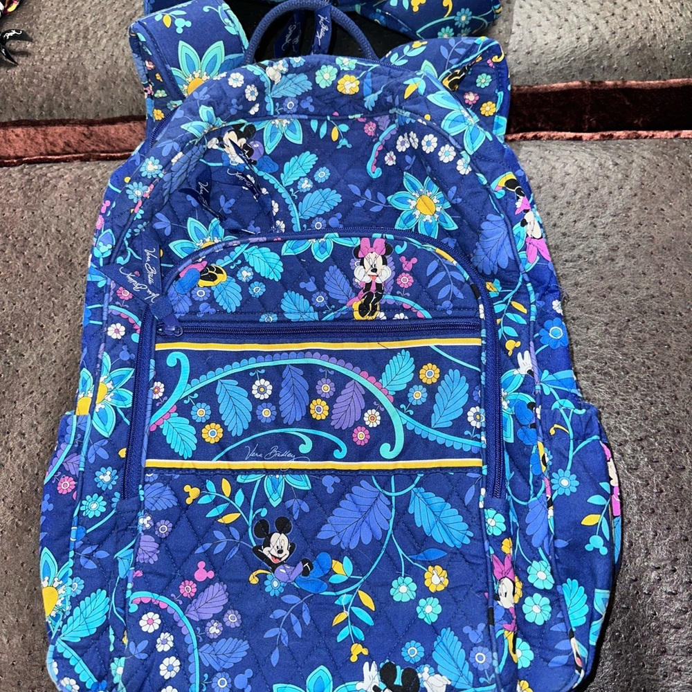 Vera Bradley Disney  Blue and Purple Floral Backpack 3